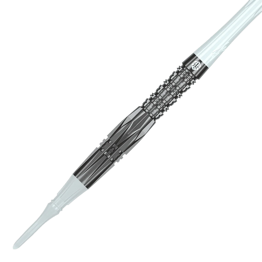 Miękkie lotki Caliburn Prisma P1 - 19g Das Bild zeigt die Caliburn Prisma P1 Softdarts mit einem Gewicht von 19g. Es ist ein modernes Dartprodukt für Freizeit und Turniere.