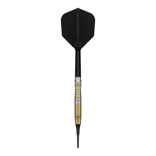 Lotki Enzo Soft Darts marki Target Black Marque – 18 g Target Black Marque Enzo Softdarts - 18g werden gezeigt. Diese 18-Gramm-Darts sind elegant und für Softdart-Wettkämpfe geeignet.
