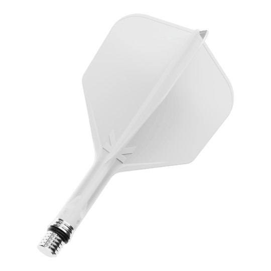 Auf dem Bild ist ein Set Flights mit dem Namen 410540_Target_KShift_No6_Flights_Wei_19mm_1 zu sehen. Die Flights sind weiß und einzeln dargestellt.