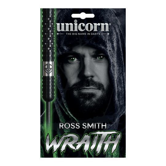 Unicorn Wraith Ross Smith Steel Darts - 22g Das Bild zeigt die Unicorn Wraith Ross Smith Steeldarts mit 22 Gramm Gewicht. Dieses Dartset ist für den professionellen Gebrauch geeignet.