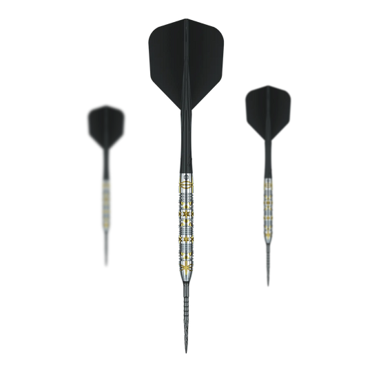 Stalowe lotki Caliburn Halo H1 - 22,5 g Das Bild stellt ein Set der Caliburn Halo H1 Steeldarts mit 22,5 g dar. Das Set eignet sich für professionelle und Hobby-Dartspieler.