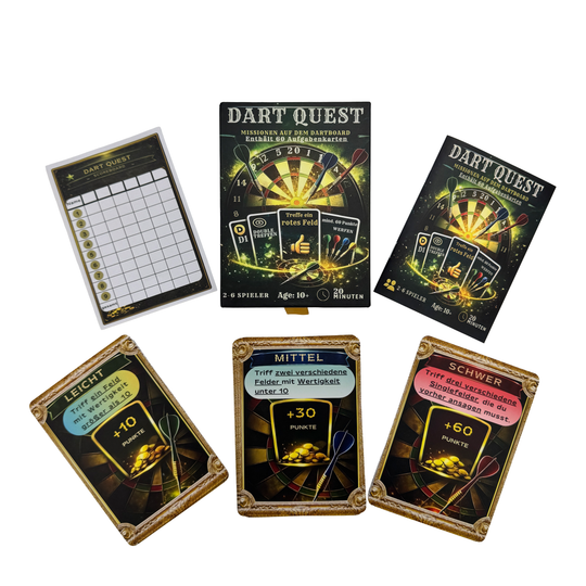 Gra karciana Dart Quest Auf diesem Bild sieht man das Dart Quest Kartenspiel. Es sorgt für Spaß und Abwechslung.