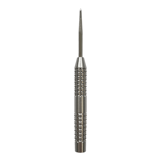 Lufy McDart SilverGrip Steeldart Das Bild zeigt einen McDart SilverGrip Steeldart Barrel. Der Dart ist aus Metall und hat eine strukturierte Grifffläche für besseren Halt.