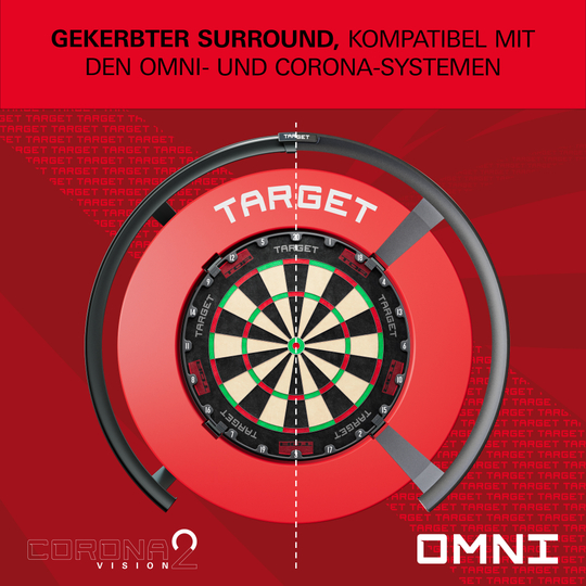 Tarcza do darta z wycięciem Target Eine Nahaufnahme einer roten Dartboard-Umrandung wird präsentiert. Die Farbe ist kräftig.