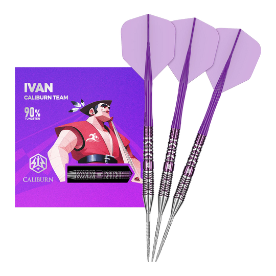 Stalowe lotki Caliburn Awakening Ivan Abgebildet ist das komplette Set der Caliburn Awakening Ivan Steeldarts. Diese Steeldarts eignen sich ideal für anspruchsvolle Dartspieler.