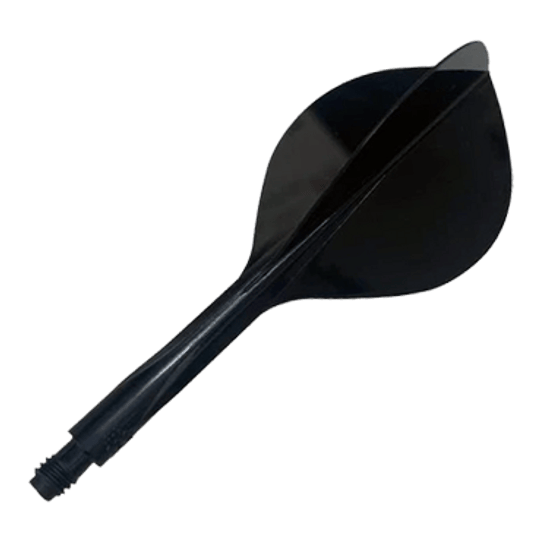 Gezeigt wird das Condor Axe 120 Flight-System Teardrop in der Farbe Schwarz. Es ist ein Bestandteil für Dartpfeile.