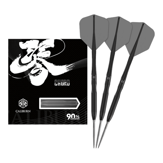 Lotki stalowe Caliburn Chord C1 - 21,5 g Dieses Bild zeigt den Caliburn Chord C1 Steeldart mit 21,5g in voller Länge. Der Pfeil ist klar und detailliert dargestellt.