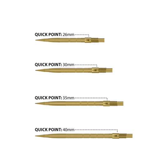Końcówki do lotek Harrows Quick Point Micro Ridge Dart Tips – złote Das Bild zeigt Harrows Quick Point Micro Ridge Dartspitzen in Gold. Die goldene Farbe verleiht ihnen ein auffälliges Aussehen.