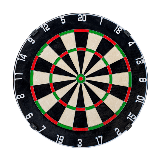 MCDB_Dartboard_mit_Wunschtext_HD_3 Auf dem Bild ist eine klassische Dartscheibe zu sehen. Die Zahlen und bunten Markierungen zeigen die verschiedenen Punktebereiche an.