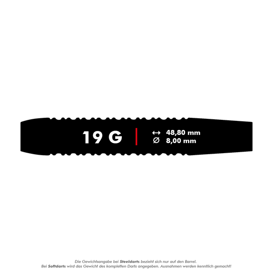 23664_Unicorn_World_Champion_Gary_Anderson_Black_Brass_Softdarts_5_19g Das Bild zeigt den Dartpfeil "Unicorn World Champion Gary Anderson Black Brass Softdarts" mit einem Gewicht von 19 Gramm. Die Maße sind 48,80 mm Länge und 8,00 mm Durchmesser.