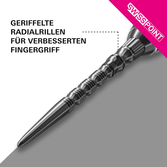 Stalowe groty do lotek Target Signature Swiss Point TRB – czarne Target Signature Swiss Point TRB Steeldartspitzen in Schwarz. Die Dartspitzen sind auf diesem Produktbild zu sehen.
