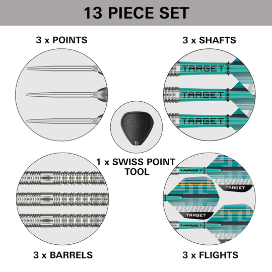 Stalowe lotki Target Hydro 01 Swiss Point Abgebildet ist das Produkt Target Hydro 01 Swiss Point Steeldarts. Die Steeldarts sind detailreich dargestellt.