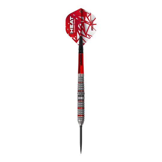 Zu sehen ist das Produkt Harrows Damon Heta Series 4 Quick Point Steeldarts. Die Darts bieten dem Spieler eine hochwertige und professionelle Ausrüstung.