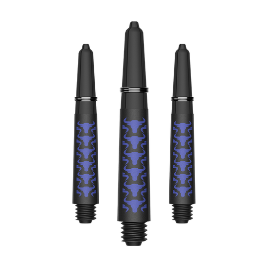 Wałki do głów Bulls NL Capo Carbon - niebieskie Zu sehen sind BullsNL Capo Carbon Shafts in Blau, Größe Short 34mm. Das Produkt ist ein Set aus Kohlefaser-Dartschäften.