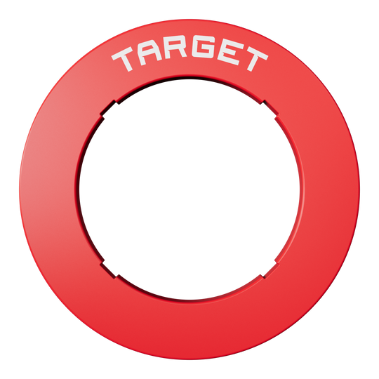 Tarcza do darta z wycięciem Target Eine rote Dartboard-Umrandung ist zu erkennen. Die Form ist rund und die Farbe auffällig.