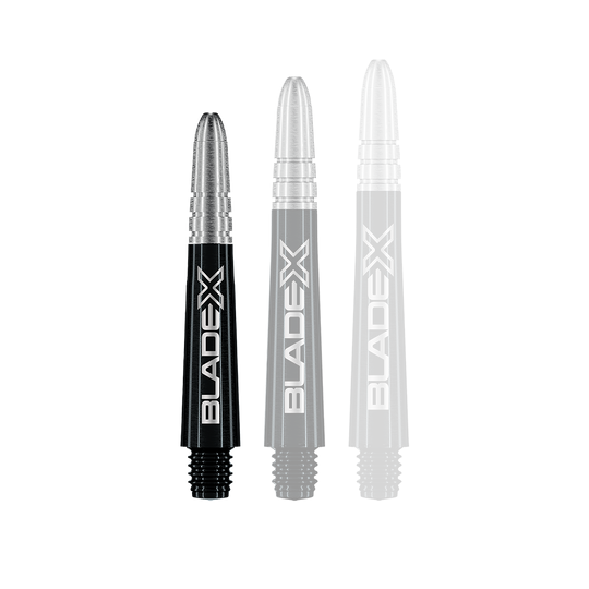 Bild von Winmau Vecta Blade X Shafts in Schwarz mit 34mm Länge. Die Dartschäfte sind schlank und modern gestaltet.