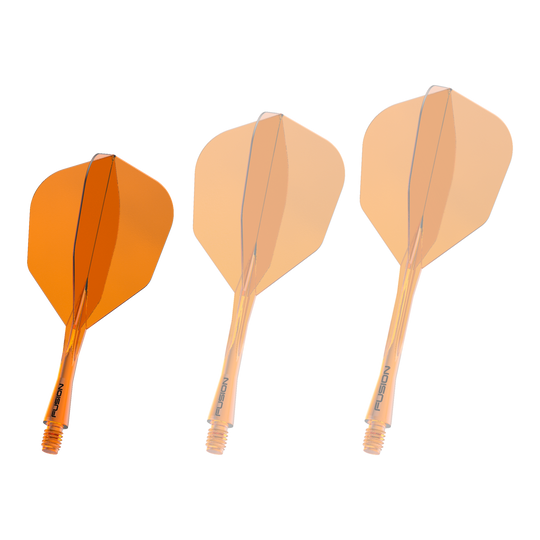 Winmau Fusion Flight Shaft System No6 Neon Orange Das Bild zeigt das Winmau Fusion Flight Shaft System No6 in der Farbe Neon Orange mit einer Länge von 22 mm. Es handelt sich um eine weitere Ansicht des Produkts.