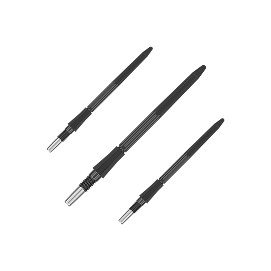 Das Bild zeigt ein Set schwarzer Dartspitzen. Die Dartspitzen sind jeweils 35 mm lang.