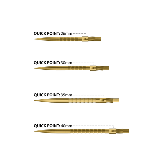 Końcówki do lotek Harrows Quick Point Heavy Metal – złote Abgebildet sind Harrows Quick Point Heavy Metal Dartspitzen in Gold. Sie zeichnen sich durch ihre goldene Farbe und hohe Qualität aus.