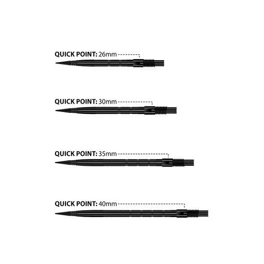 Końcówki do lotek Harrows Quick Point Micro Ridge – czarne Das Bild zeigt Harrows Quick Point Micro Ridge Dartspitzen in Schwarz. Die Dartspitzen sind schlank und für präzises Werfen geeignet.