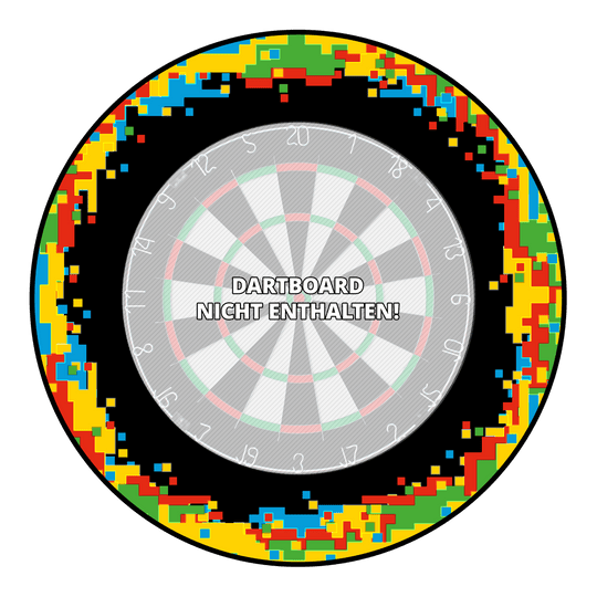 McDart Pixel Dartboard Surround Das Bild zeigt ein Produkt mit dem Namen 'MSF-H1_McDart_Pixel_Dartboard_Surround_Schwarz_3'. Es handelt sich hierbei um einen schwarzen Dartboard-Surround.