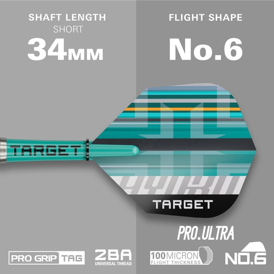 Target Hydro 12 miękkich rzutek Das Bild zeigt die Target Hydro 12 Softdarts. Sie sind in einem modernen Design für Dartspieler gefertigt.