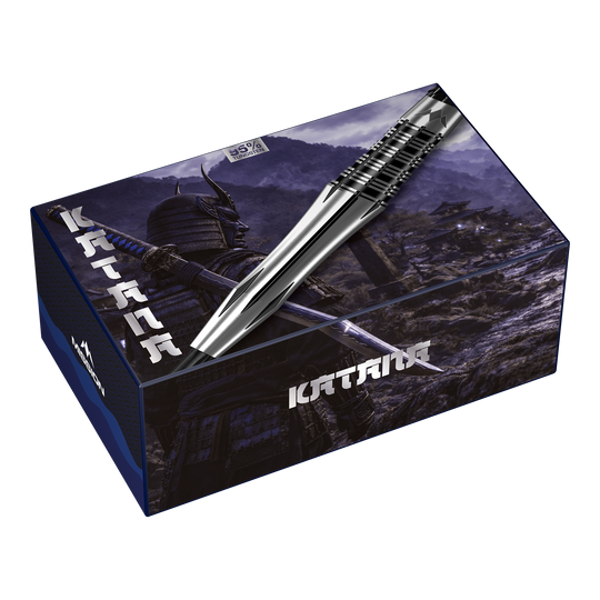 Lotki stalowe Mission Katana Mission Katana Steeldarts sind auf dem Foto zu sehen. Es zeigt das Aussehen der Steeldarts klar und deutlich.