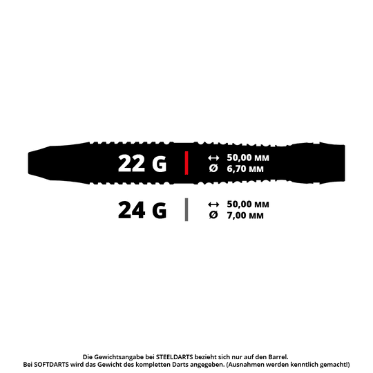 Lotki stalowe Target Japan Black Marque Enzo Swiss Point Dieses Bild zeigt einen Steeldart namens Target Japan Black Marque Enzo SP mit 22 Gramm. Das Design ist schlank und schwarz gehalten.