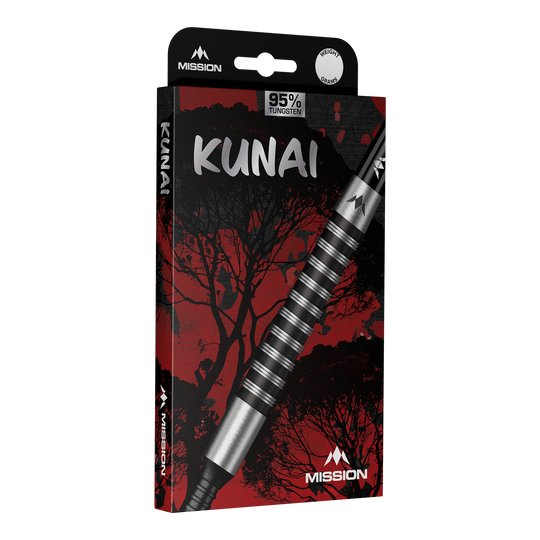 Lotki Mission Kunai Black PVD Steel Darts - 23g Hier wird Mission Kunai Black PVD Steeldarts - 23g dargestellt. Die Steeldarts bestehen aus schwarzem Material und wiegen 23 Gramm.