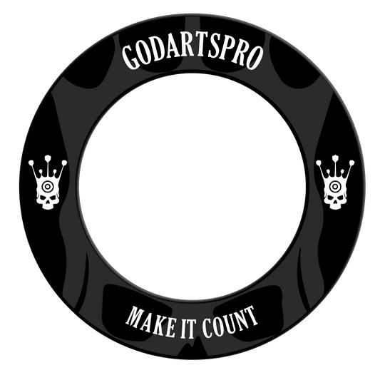 Tarcza do darta Go Darts Pro z otoczeniem Gezeigt wird das GoDartsPro Dartboard Surround in der Farbe Schwarz. Es handelt sich um einen Schutzring für Dartscheiben.