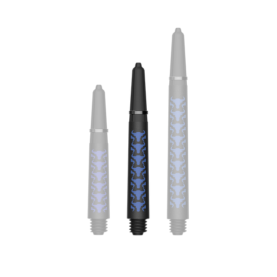Wałki do głów Bulls NL Capo Carbon - niebieskie Das Foto zeigt BullsNL Capo Carbon Shafts Blau Short 34mm. Es handelt sich um einen einzelnen Dart-Schaft aus Carbon.