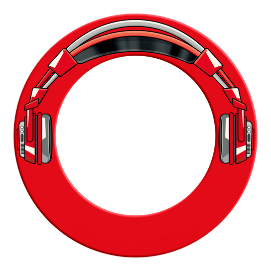 Dieses Bild zeigt ein Produkt mit dem Dateinamen MSF-J1_McDart_Stereo_Dartboard_Surround_Rot_2. Das Produkt ist auf einem schlichten Hintergrund abgebildet.