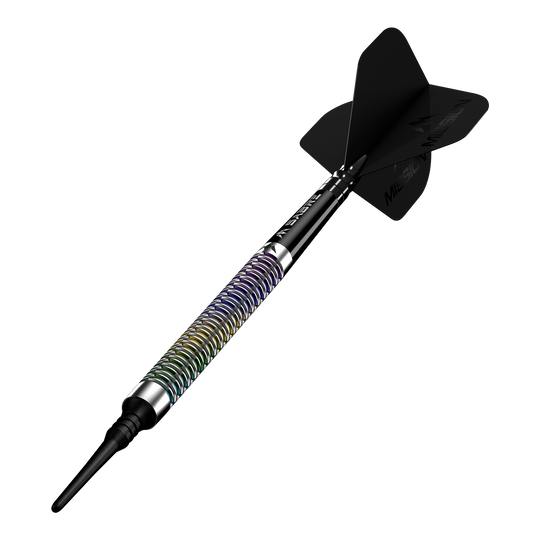 Abgebildet ist das Produkt Mission Kaleidos Softdarts - 19g. Dies sind spezielle Softdarts für das Dartspiel.