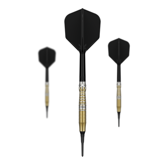 Lotki Enzo Soft Darts marki Target Black Marque – 18 g Set der Target Black Marque Enzo Softdarts - 18g abgebildet. Das Set beinhaltet mehrere schwarze Softdarts für exaktes Spiel.