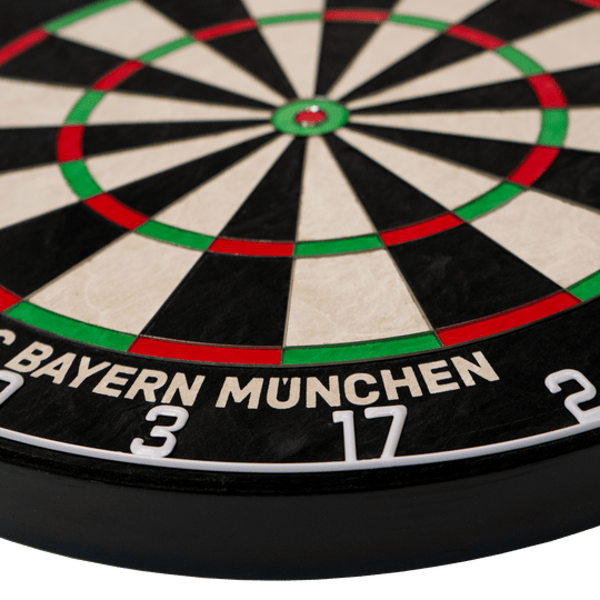 Tarcza do darta ze stali Bristle, Bulls FC Bayern Munich Das Bild zeigt das Bulls FC Bayern München Bristle Steeldartboard. Es handelt sich um eine Scheibe zum Dartspielen mit dem Logo des FC Bayern München.