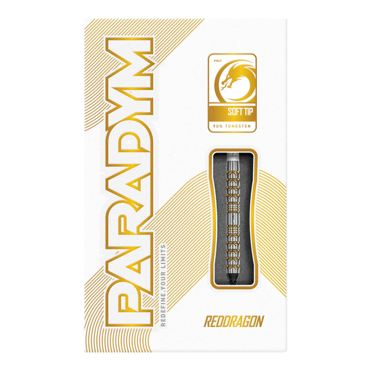 Red Dragon Paradym Gold Parallel Softdarts - 20g Hier sind die Red Dragon Paradym Gold Parallel Softdarts - 20g abgebildet. Sie zeigen elegante goldene Darts mit parallelem Schaft.