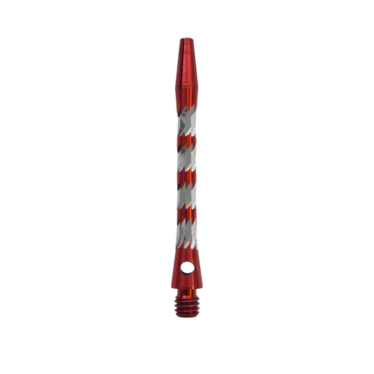 Aluminiowe wałki Bulls NL Minor - czerwone - 46 mm Bulls NL Minor Aluminium Shafts in Rot, 46 mm lang. Das Bild zeigt einen roten Aluminiumschaft für Dartpfeile.