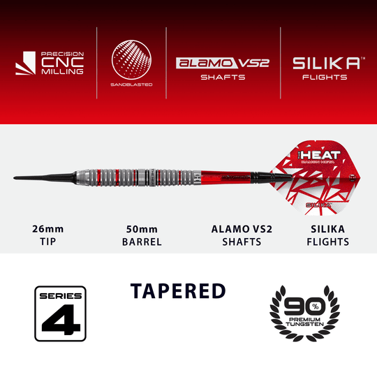 Harrow's Damon Heta Series 4 miękkie lotki Das Bild zeigt die Harrows Damon Heta Series 4 Softdarts. Diese Softdarts sind für Fans und Spieler von hoher Qualität.