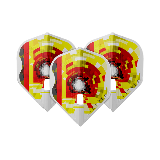 L-Style Kai Gotthardt V1 White KAMI L1PRO Flights Das Bild zeigt die L-Style Kai Gotthardt V1 White KAMI L1PRO Flights. Es handelt sich um spezielle Dart-Flights in Weiß.