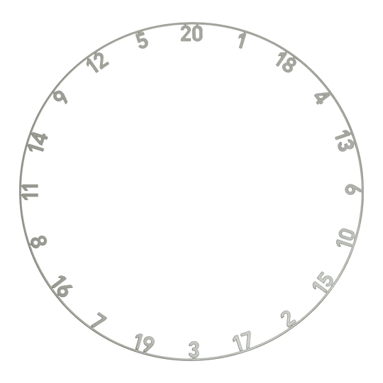Auf dem Foto ist ein lasergeschnittener Zahlenring in der Farbe Nordic Grey abgebildet. Es handelt sich um die Datei ONE1012_Precise180_OnePiece_Lasercut_Zahlenring_NordicGrey_1.