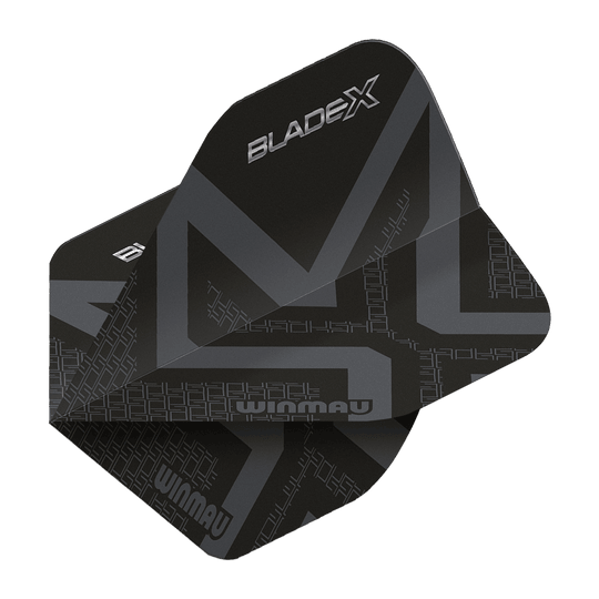 Winmau Prism Delta Blade X Metallic Black No2 Standardowe lotki Winmau Prism Delta Blade X Metallic Black No2 Standard Flights wird gezeigt. Ein Dartflugblatt in metallischem Schwarz, Standardgröße Nummer 2.
