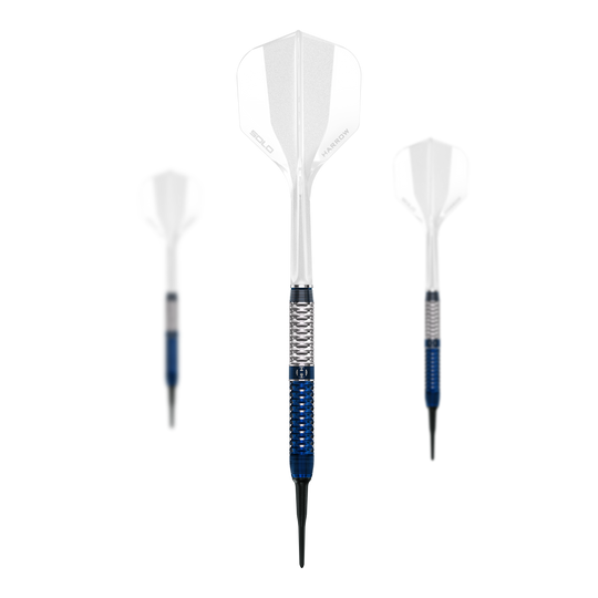 Hier sind die Harrows GEO Parallel Softdarts als Set abgebildet. Das Set eignet sich ideal für Einsteiger und fortgeschrittene Spieler.