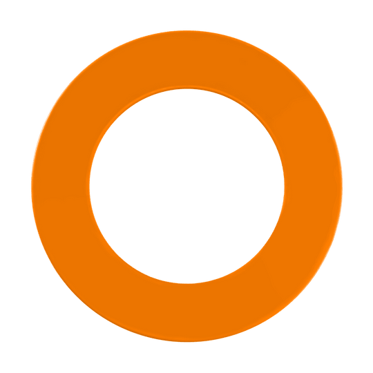 Das Bild zeigt einen großen, orangefarbenen Ring. Er hat eine gleichmäßige, runde Form und eine glatte Oberfläche.