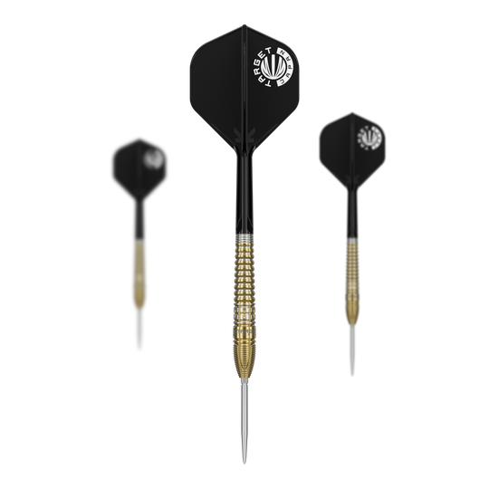 Das Bild stellt das Set der Target Japan Prime Series Harith Lim HotShot GEN3 Swiss Point Steeldarts dar. Dieses Dart-Set ist ideal für anspruchsvolle Spieler.