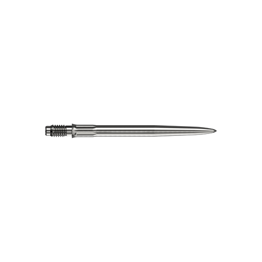 Końcówki do lotek Mission R2.5 Rapid Point SM1 – srebrne Mehrere silberne Dartspitzen sind dargestellt. Es handelt sich um Mission R25 Rapid Point SM1 Dartspitzen mit 30mm Länge.