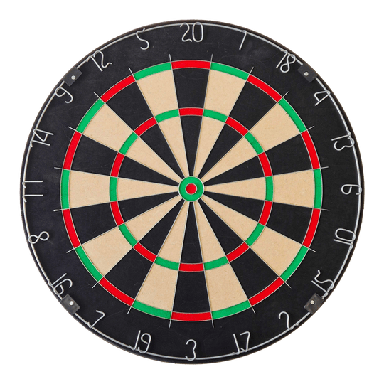 Das Bild zeigt ein Dartboard mit Wunschtext. Das Produkt ist rund und hat einen traditionellen silbernen Ring.