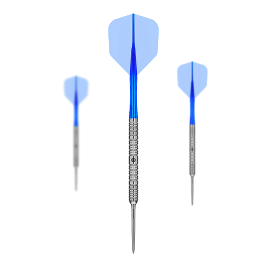 Stalowe lotki Caliburn Rix EZ-EVO R1 Auf diesem Bild sieht man die Caliburn Rix EZ-EVO R1 Steeldarts im Set. Die Steeldarts sind zusammen angeordnet.