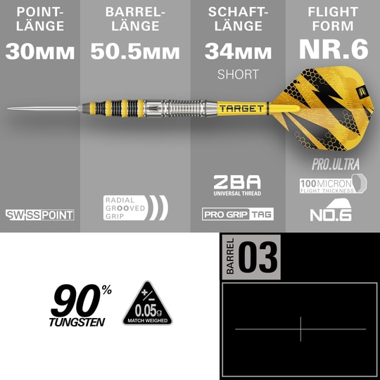 Stalowe lotki Target Buzz 03 Swiss Points Abgebildet sind Target Buzz 03 Swiss Points Steeldarts. Das Produkt zeichnet sich durch ein elegantes Design aus.