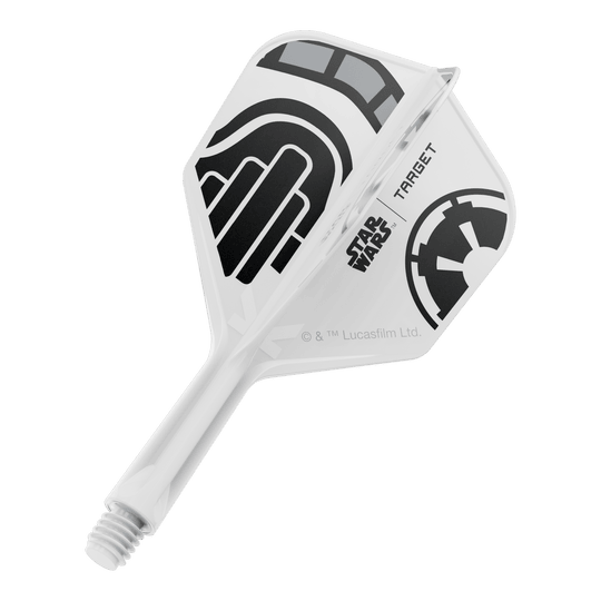 Target Star Wars K-Flex Stormtrooper No6 Flights Ein Dart-Flight aus der Star Wars KFlex Stormtrooper No6 Serie wird gezeigt. Dieser Flight ist kurz und misst 19 mm.