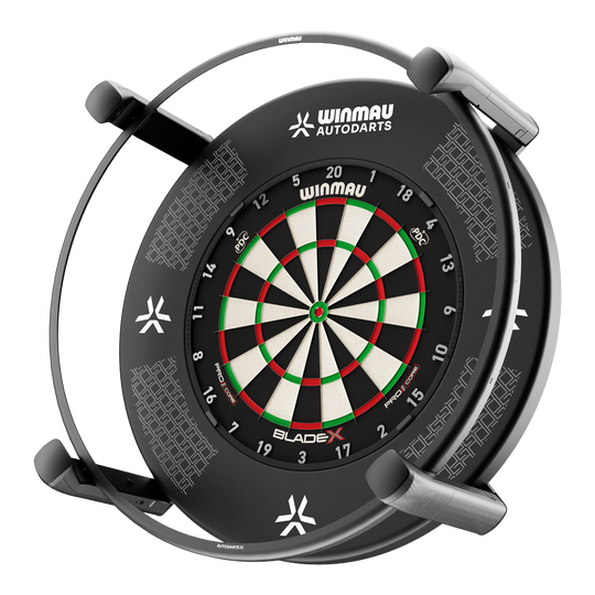 System automatycznego punktowania Winmau Autodarts X Abgebildet ist das Winmau Autodarts X Autoscoring-System. Dieses Produkt wertet Dartspiele automatisch aus.